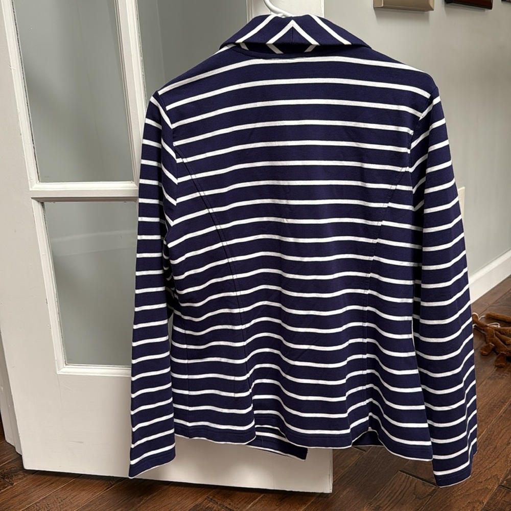 Isaac Mizrahi Live Navy and White Striped Blazer - Picture 2 of 3